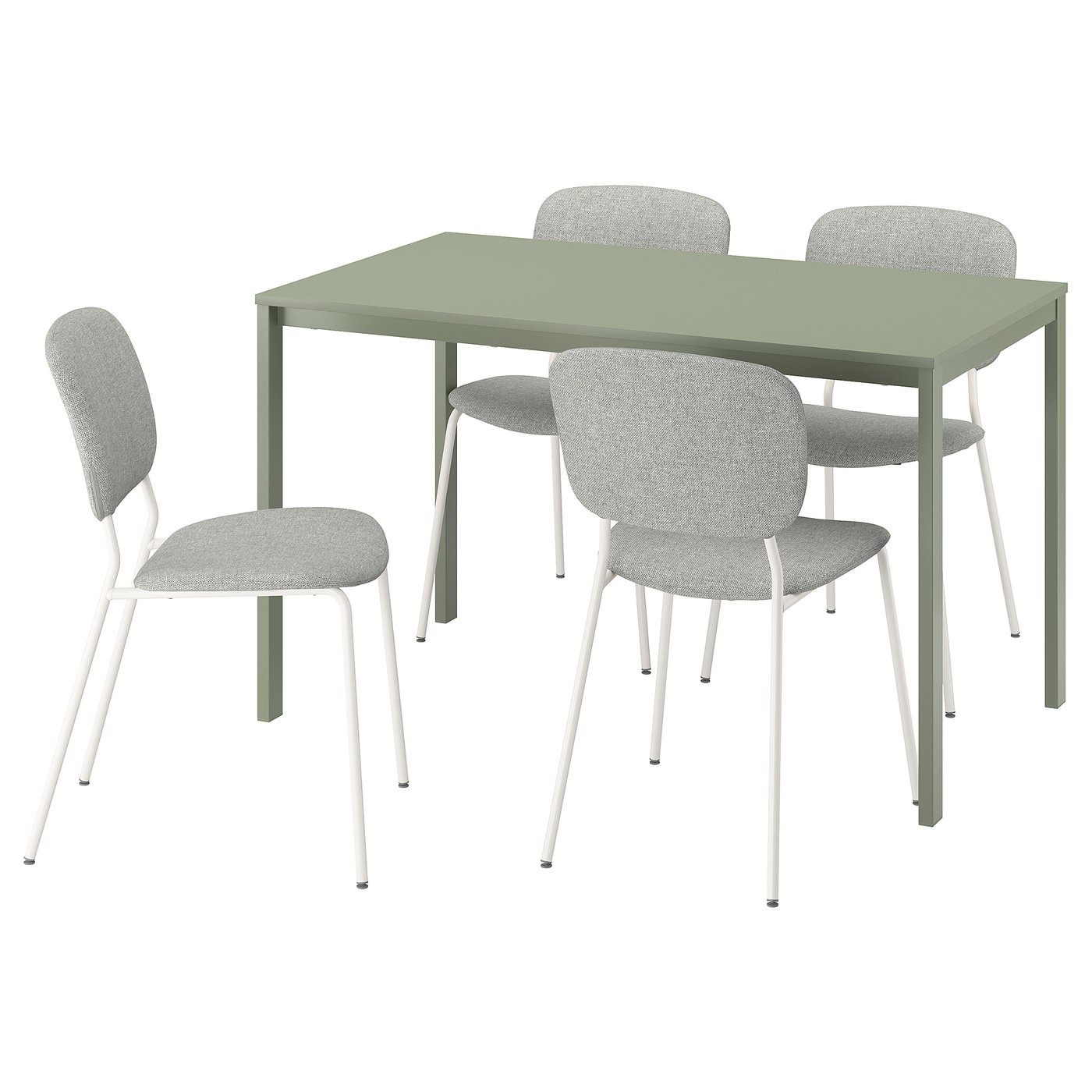 VIHALS / VIHALS Table and 4 chairs, green green/white Tibbleby beige-grey, 125x74 cm (49 1/4x29 1/8 ")