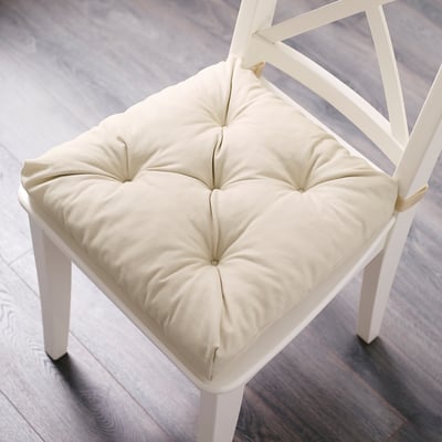 VILDAURIKEL Chair cushion, light beige, 40/35x38x7 cm