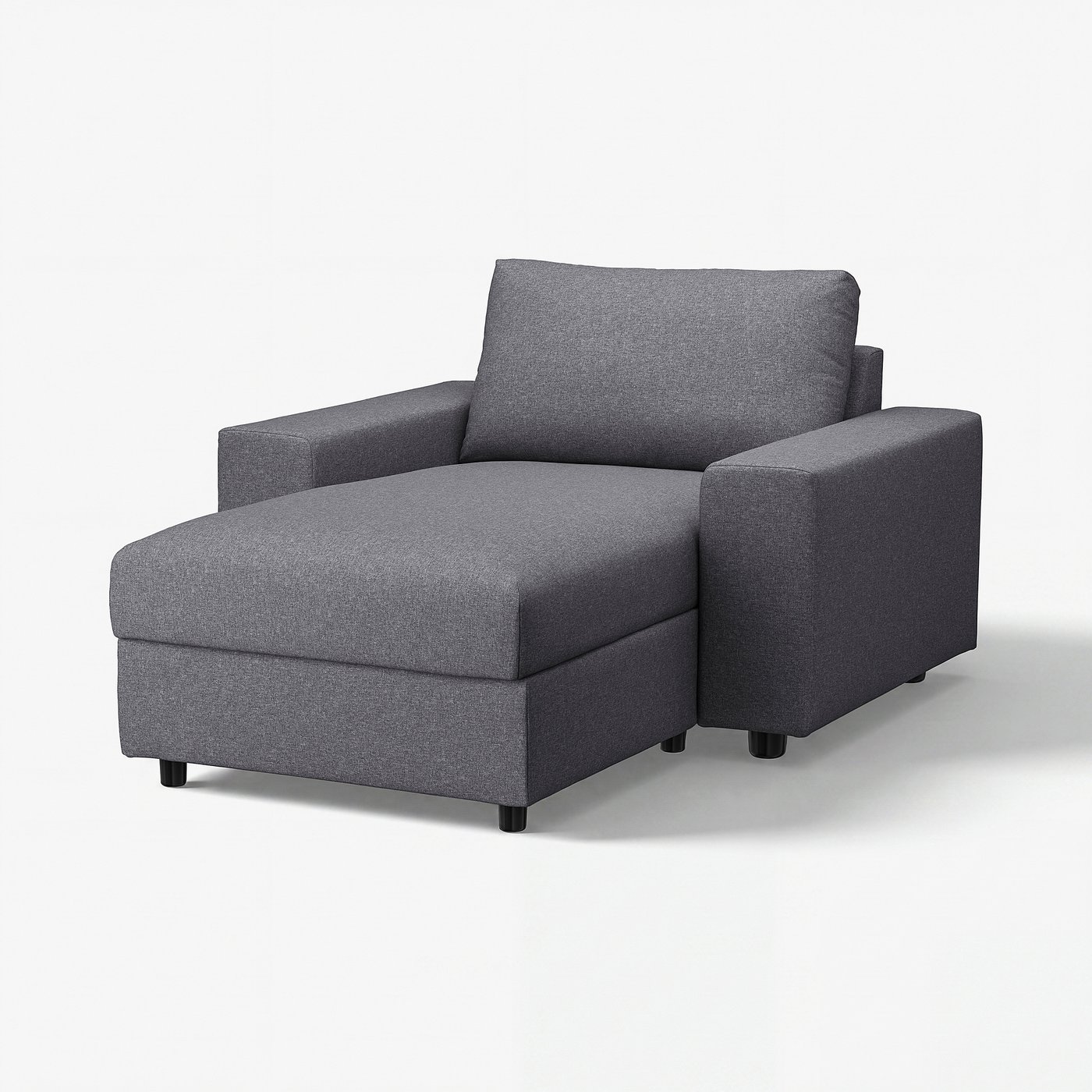 VIMLE Chaise longue, with wide armrests/Gunnared medium grey