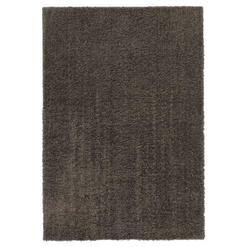 A dark grey VINDEBÄK rug with a two-tone texture, featuring recycled polyester.