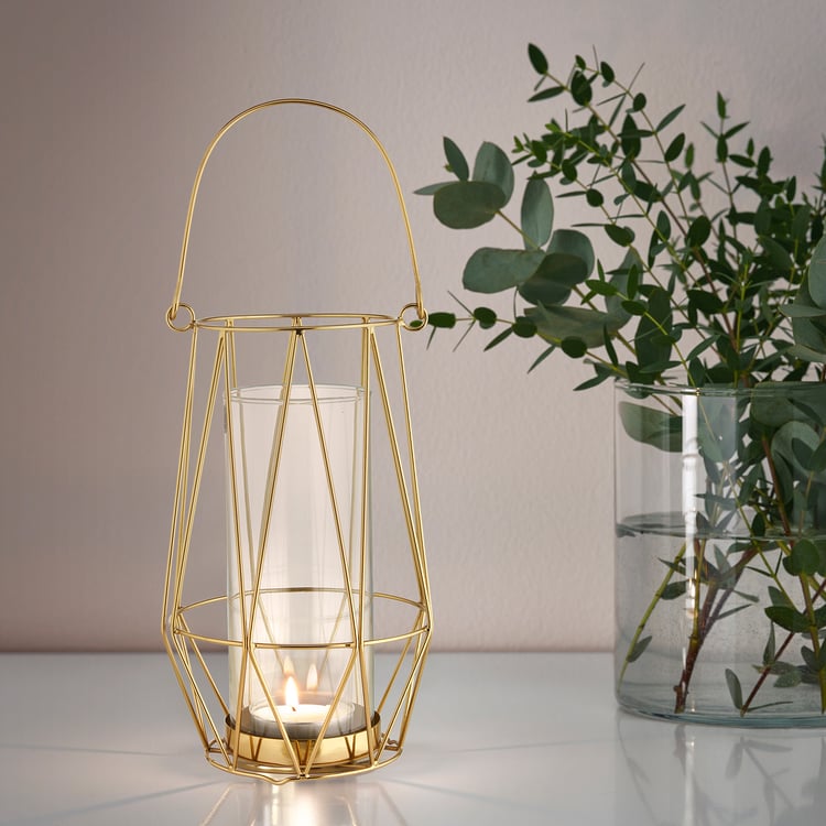 VINDFLÄKT tealight holder, goldcolour, 24 cm (9") IKEA