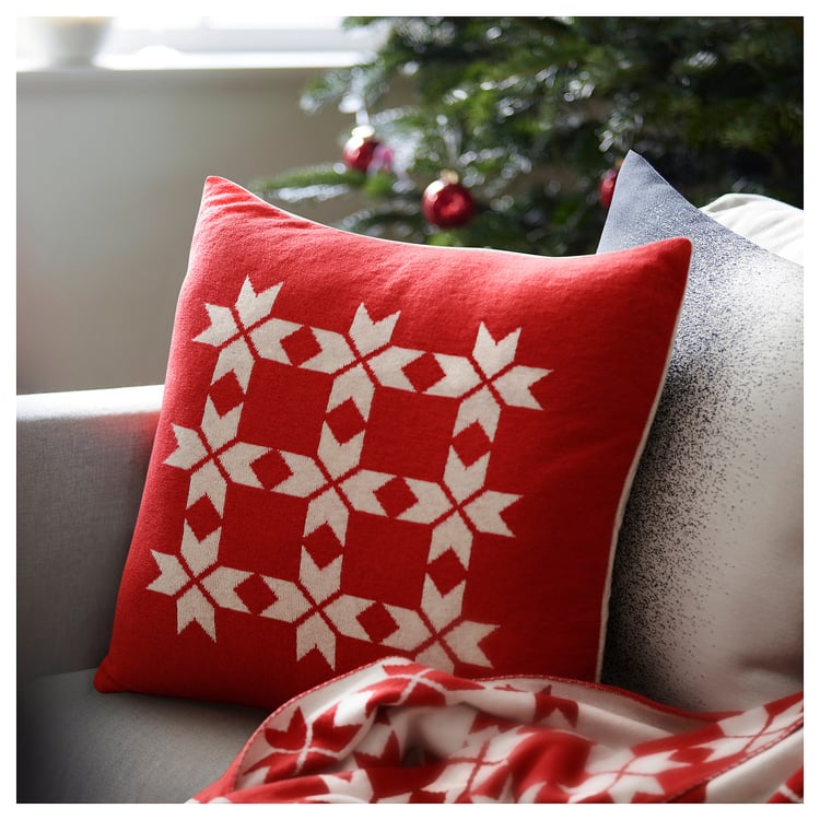 VINTERFINT cushion cover, red/white, 50x50 cm (20x20") IKEA