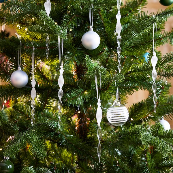 VINTERFINT Tree ornament, icicle-shaped clear glass, 16 cm
