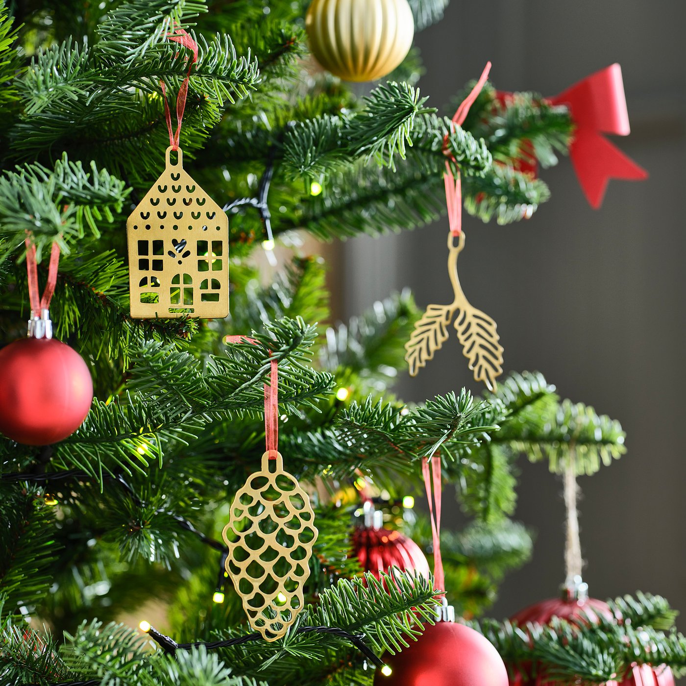 VINTERFINT tree ornament set of 3, gold-colour - IKEA