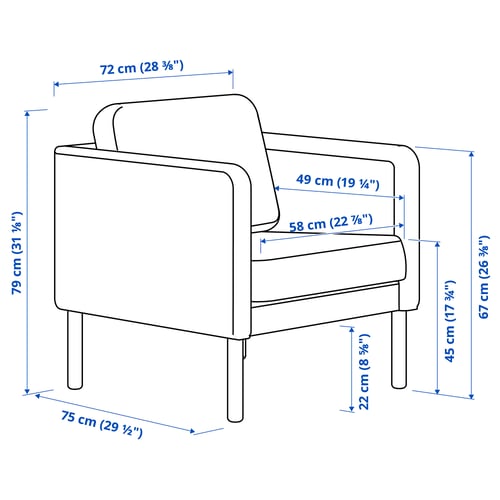 Illustration with measurements for the product: VISKABACKA.