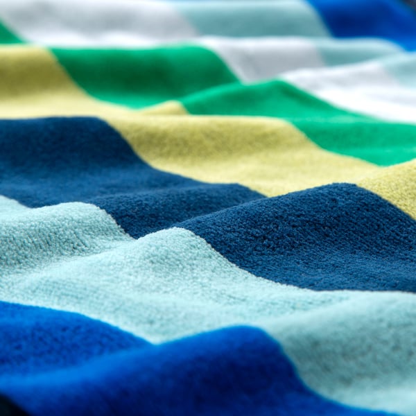 VITHÖJDEN Beach towel, blue white/multicolour, 90x150 cm