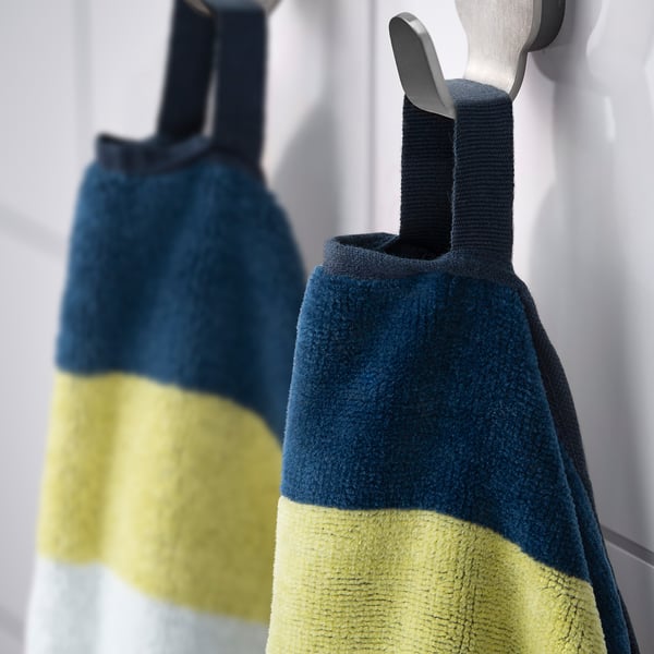 VITHÖJDEN Beach towel, blue white/multicolour, 90x150 cm