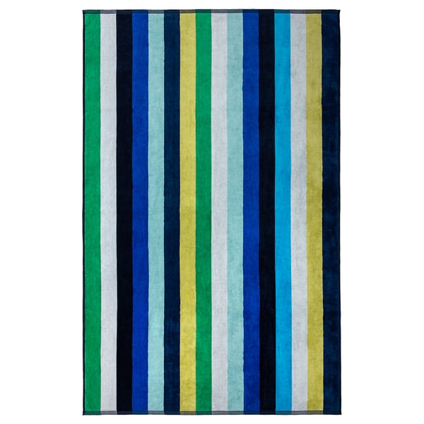 VITHÖJDEN Beach towel, blue white/multicolour, 90x150 cm