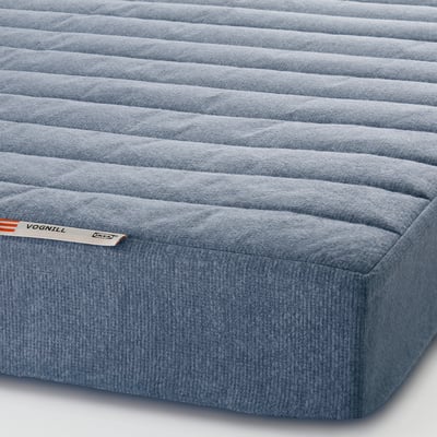 VOGNILL Coir foam mattress, firm/light blue, 90x200 cm