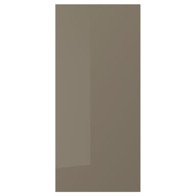 VOXTORP Cover panel, high-gloss dark grey-brown, 39x86 cm