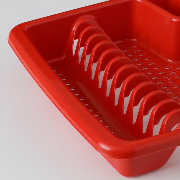 VRAKFISK Dish drainer, red