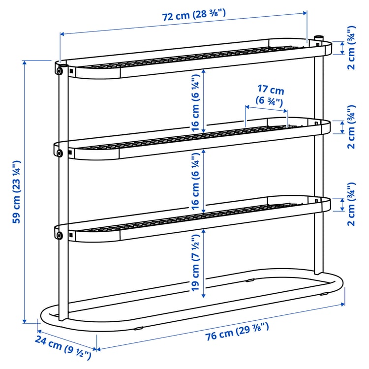 Illustration with measurements for the product: ÄLGANÄS.