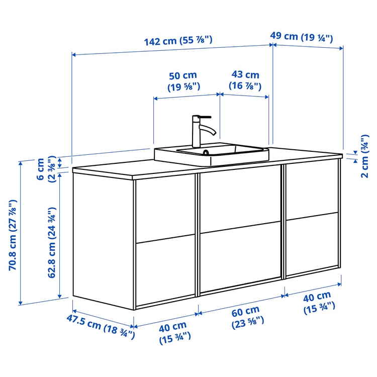 Illustration with measurements for the product: ÄNGSJÖN.
