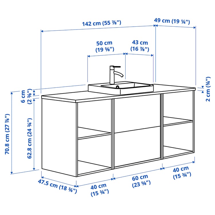 Illustration with measurements for the product: ÄNGSJÖN.