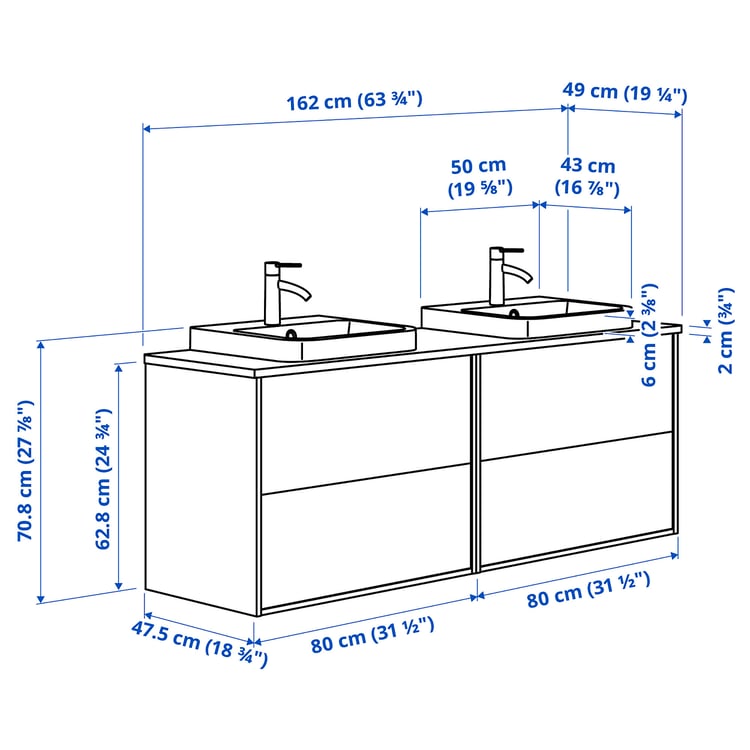 Illustration with measurements for the product: ÄNGSJÖN.