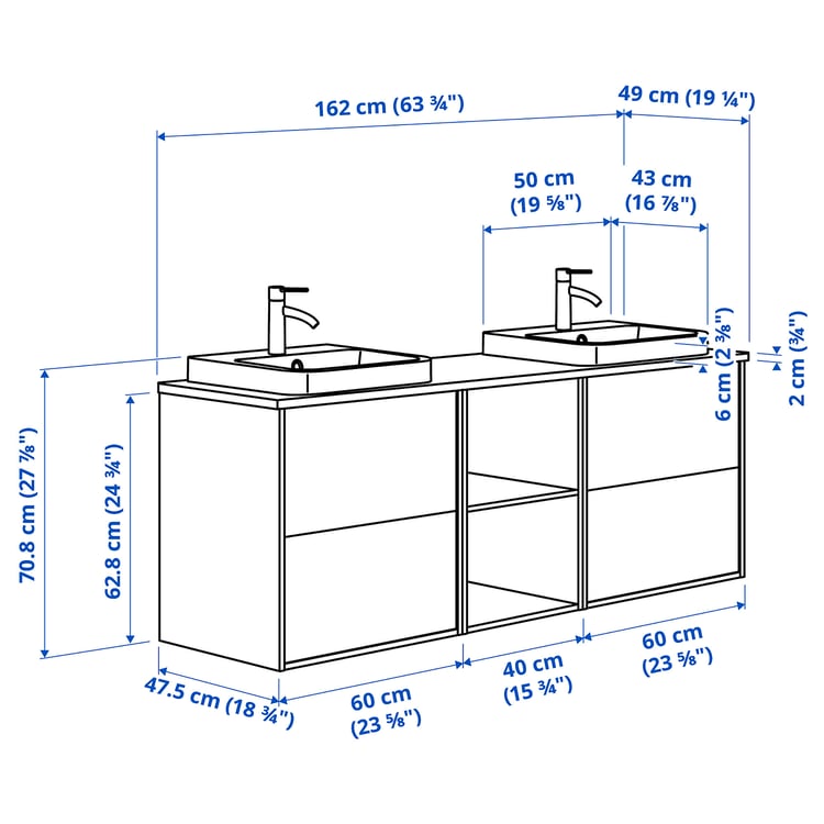 Illustration with measurements for the product: ÄNGSJÖN.