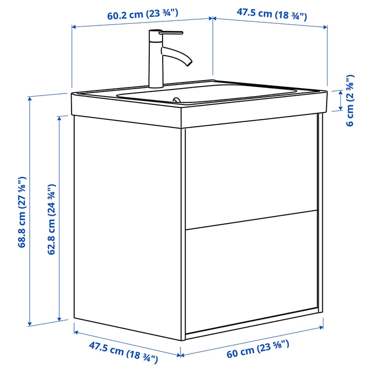 Illustration with measurements for the product: ÄNGSJÖN.