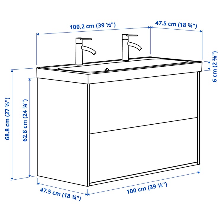 Illustration with measurements for the product: ÄNGSJÖN.