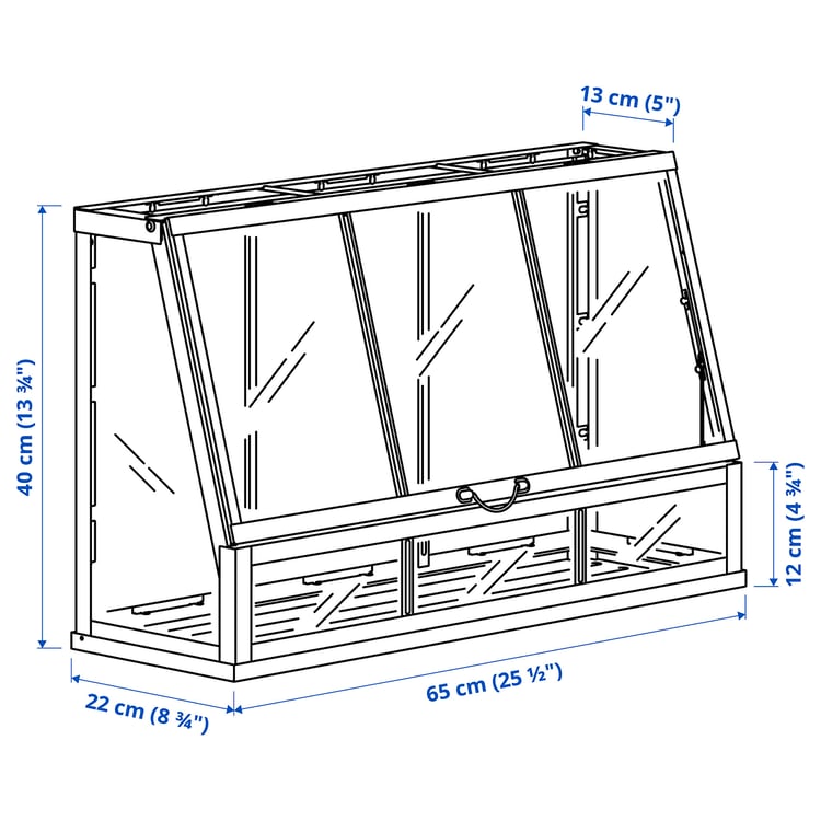 Illustration with measurements for the product: ÅKERBÄR.