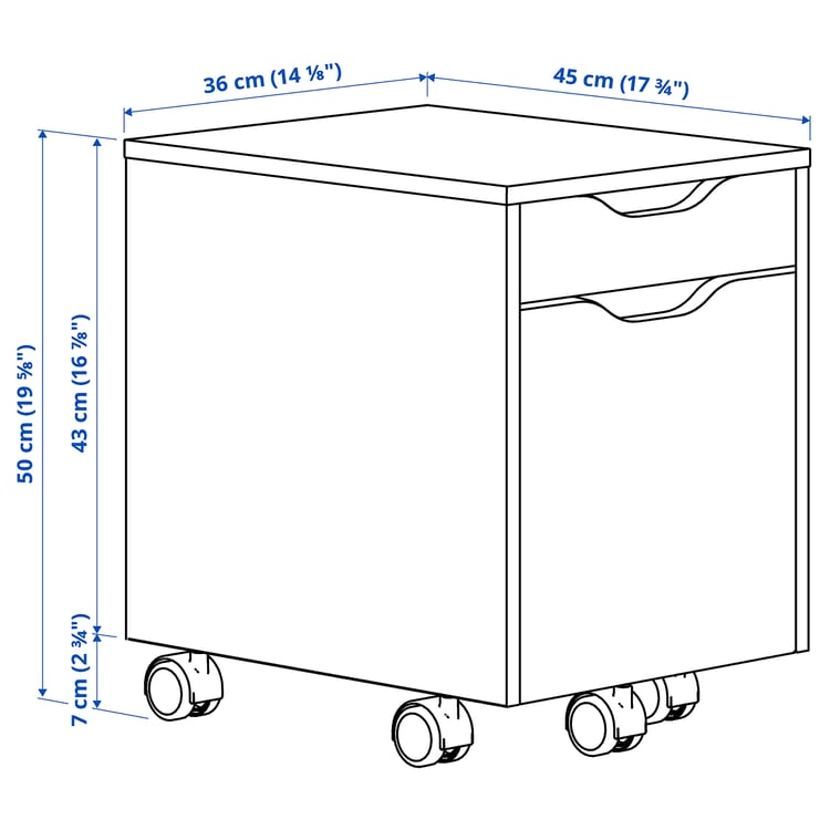 Illustration with measurements for the product: ALEX.