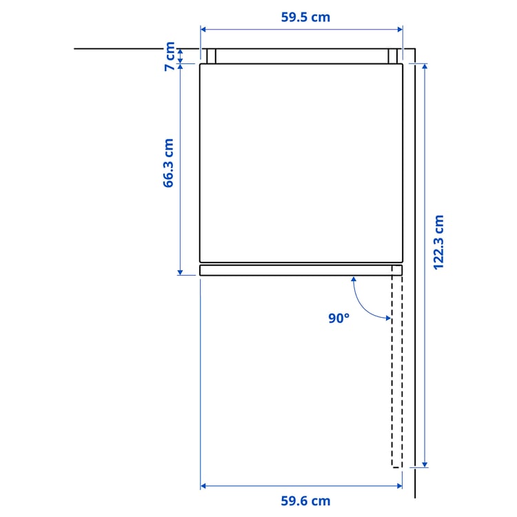 Illustration with measurements for the product: ALINGSÅS.