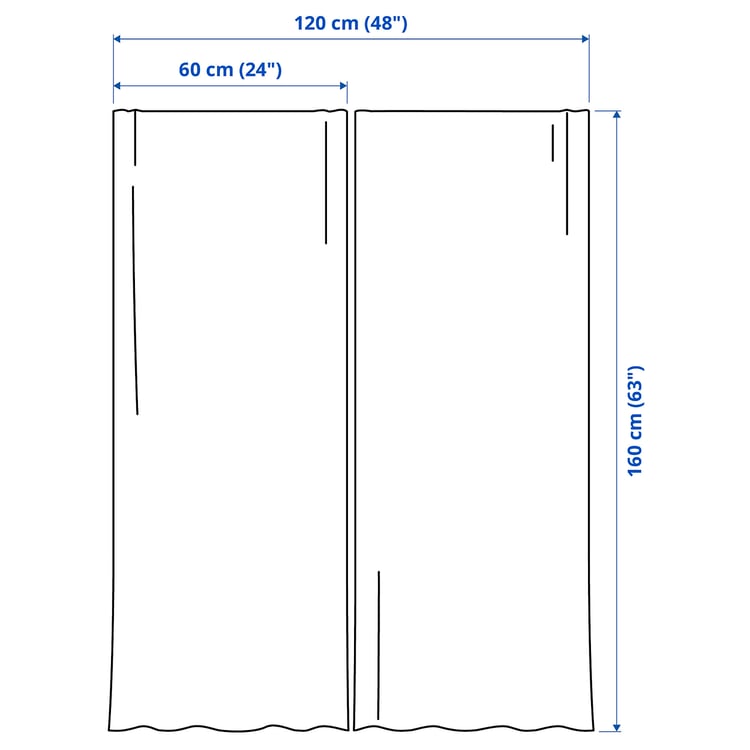 ALVINE SPETS Net curtains, 1 pair, white/with rod pocket, 60x160 cm