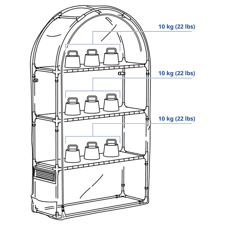 ASPAREN Greenhouse, transparent white, 95x32x162 cm