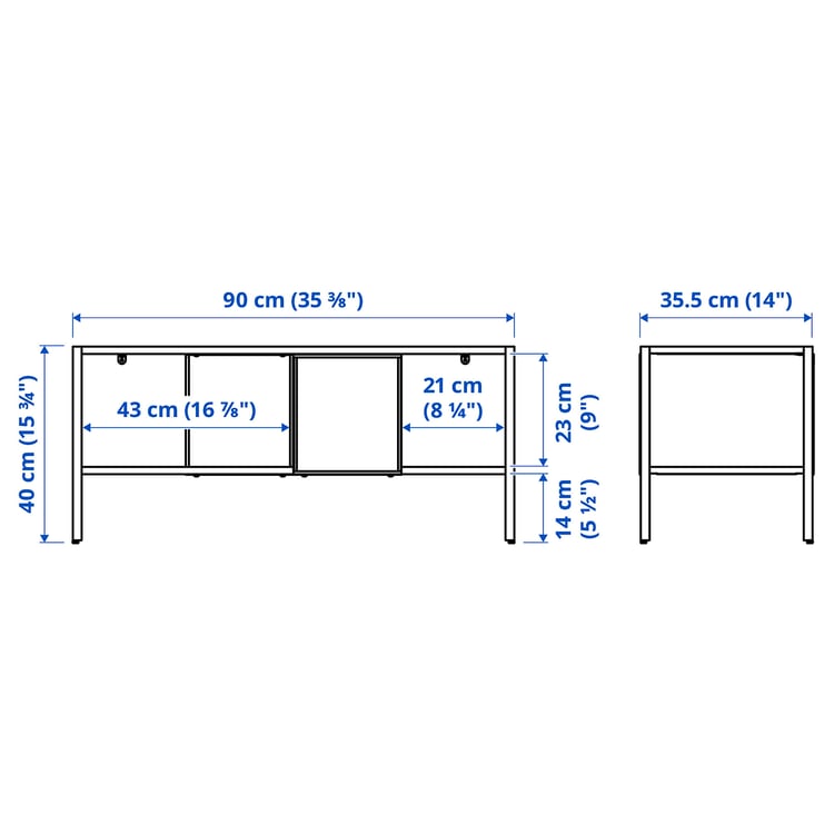 Illustration with measurements for the product: BAGGEBO.