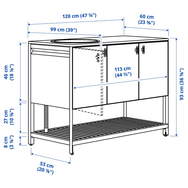 Illustration with measurements for the product: BÅTSKÄR.