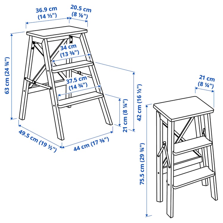 BEKVÄM Step stool, beech, 63 cm
