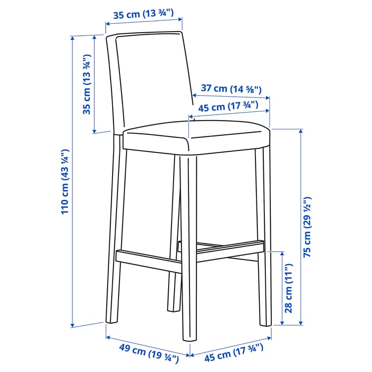 Illustration with measurements for the product: BERGMUND.