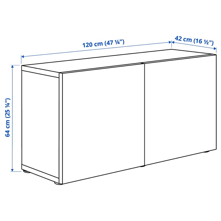 Illustration with measurements for the product: BESTÅ.