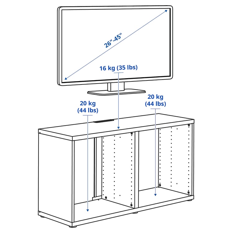 Illustration with measurements for the product: BESTÅ.