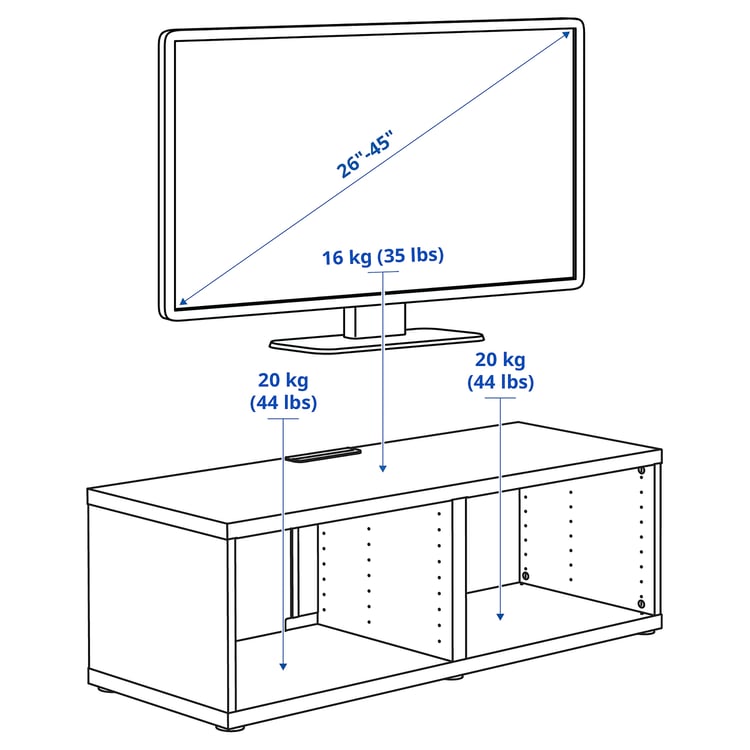 Illustration with measurements for the product: BESTÅ.