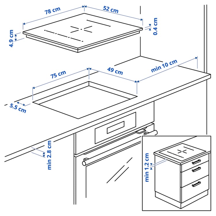 BLIXTSNABB Induction hob, IKEA 700 black, 78 cm