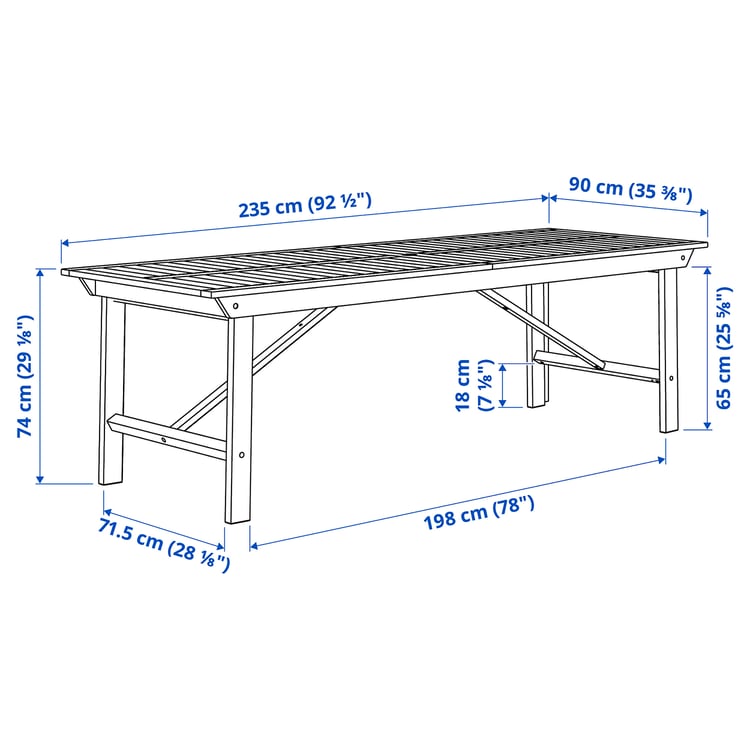 Illustration with measurements for the product: BONDHOLMEN.