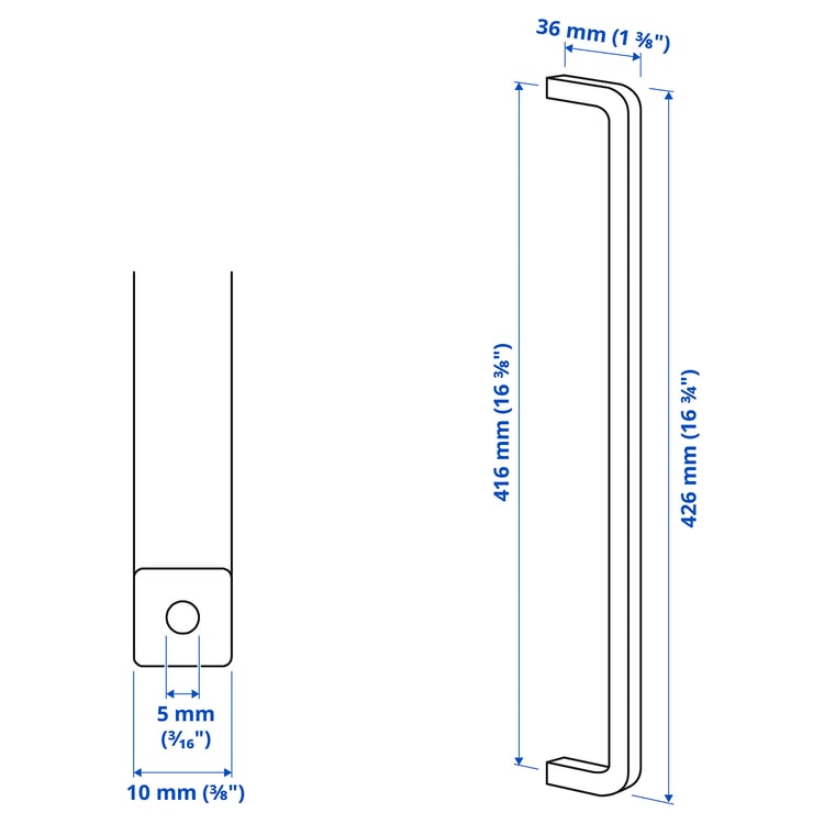 Illustration with measurements for the product: BORGHAMN.