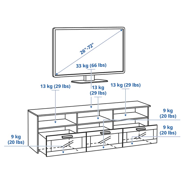 Illustration with measurements for the product: BRIMNES.