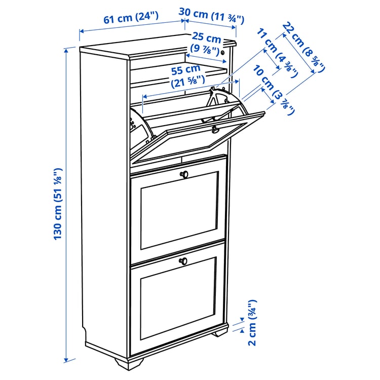 Illustration with measurements for the product: BRUSALI.