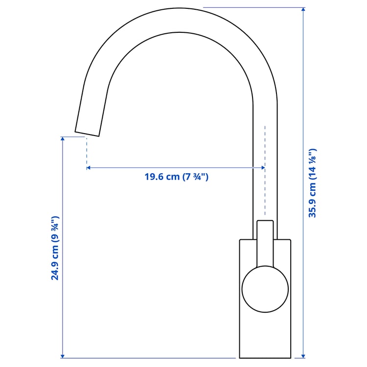 Illustration with measurements for the product: DELSJÖN.