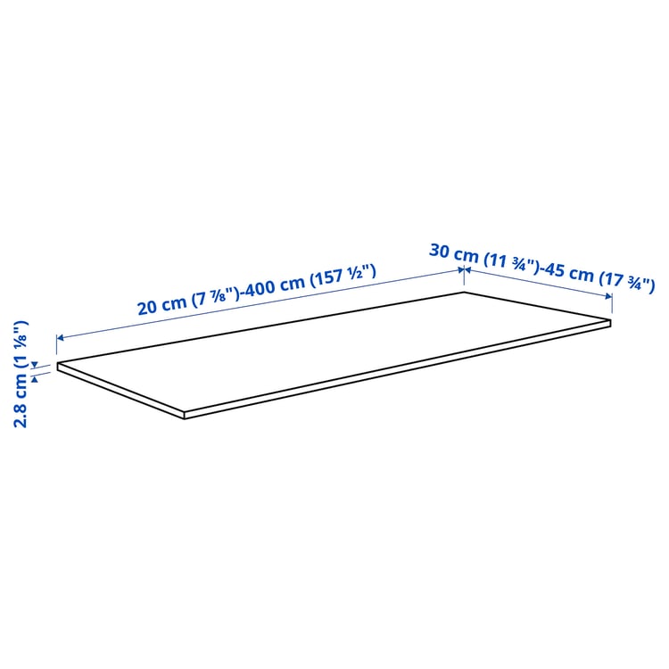 EKBACKEN Custom made worktop, grey terrazzo effect/laminate, 30-45x2.8 cm