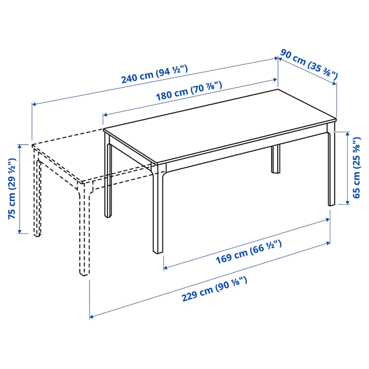 Illustration with measurements for the product: EKEDALEN.