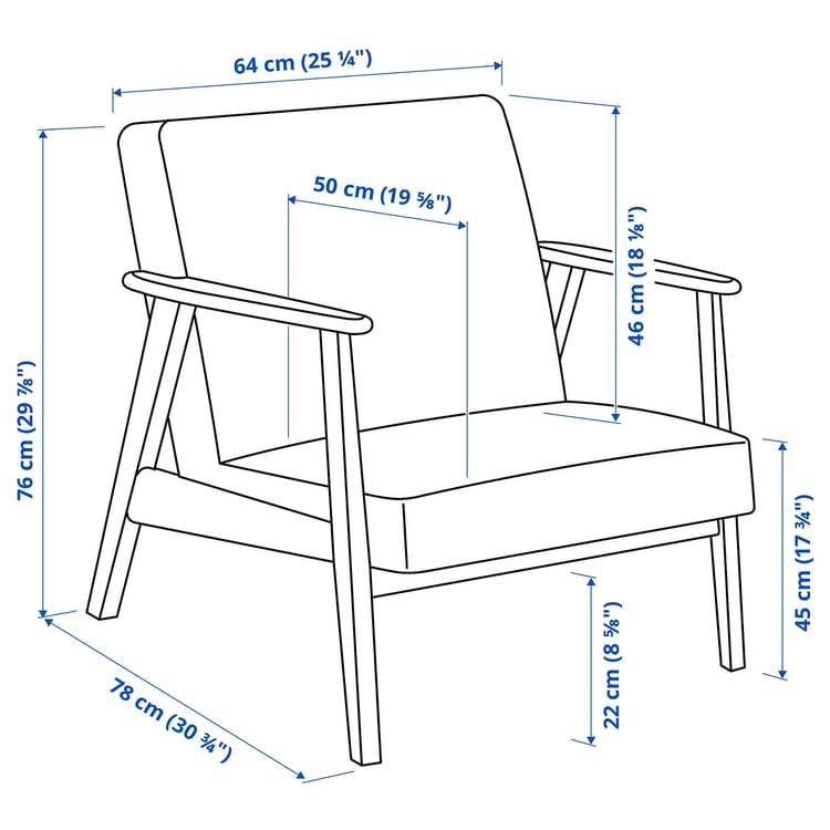 EKENÄSET Armchair and footstool, oak effect/Axvall off-white