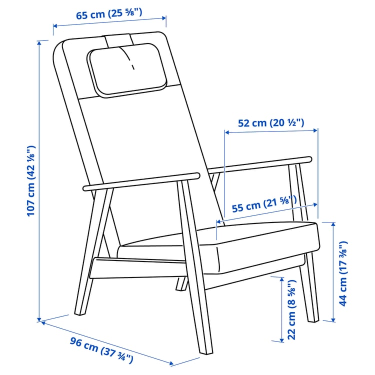 EKENÄSET High-back armchair and footstool, oak effect/Kilanda light beige
