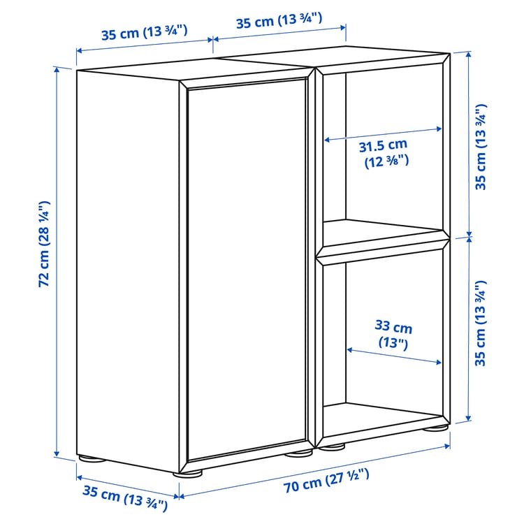 Illustration with measurements for the product: EKET.