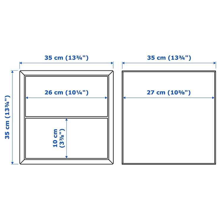 Illustration with measurements for the product: EKET.