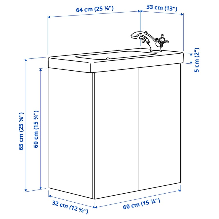 Illustration with measurements for the product: ENHET.