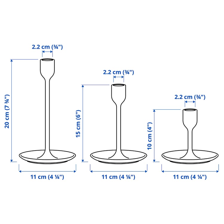 FULLTALIG Candlestick, set of 3, brass-colour