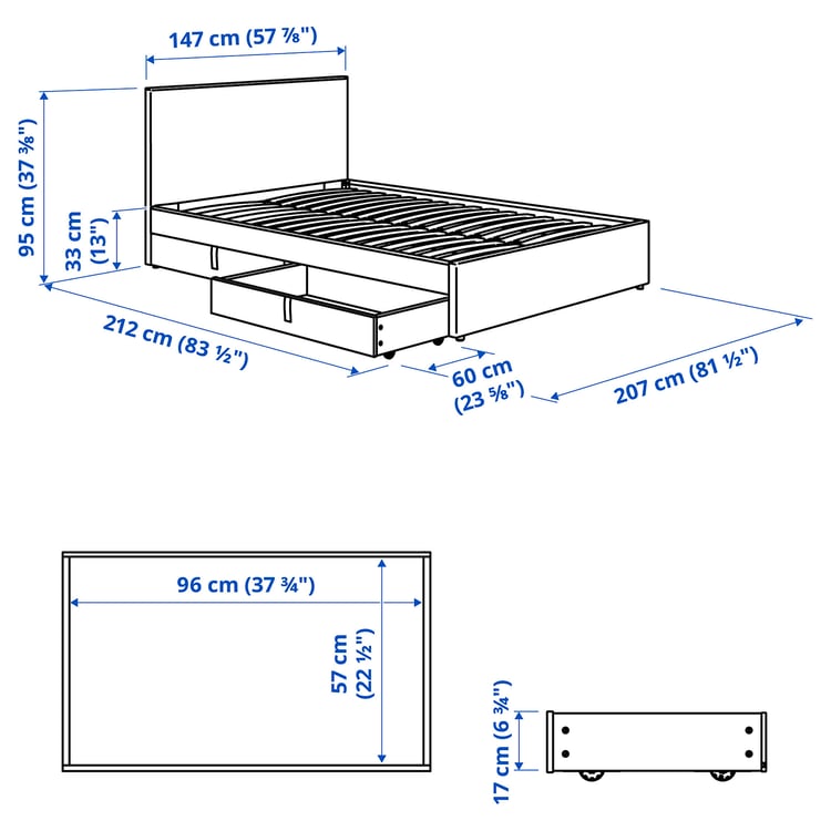 Illustration with measurements for the product: GLADSTAD.