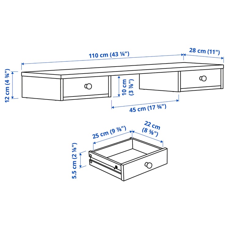 Illustration with measurements for the product: GULLABERG.